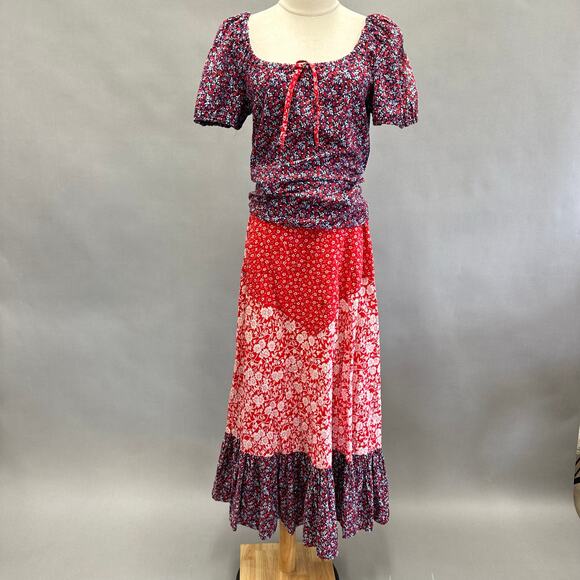 Vintage 70s Fadoosie western peasant style skirt and top set size 7 square dance - Picture 3 of 16